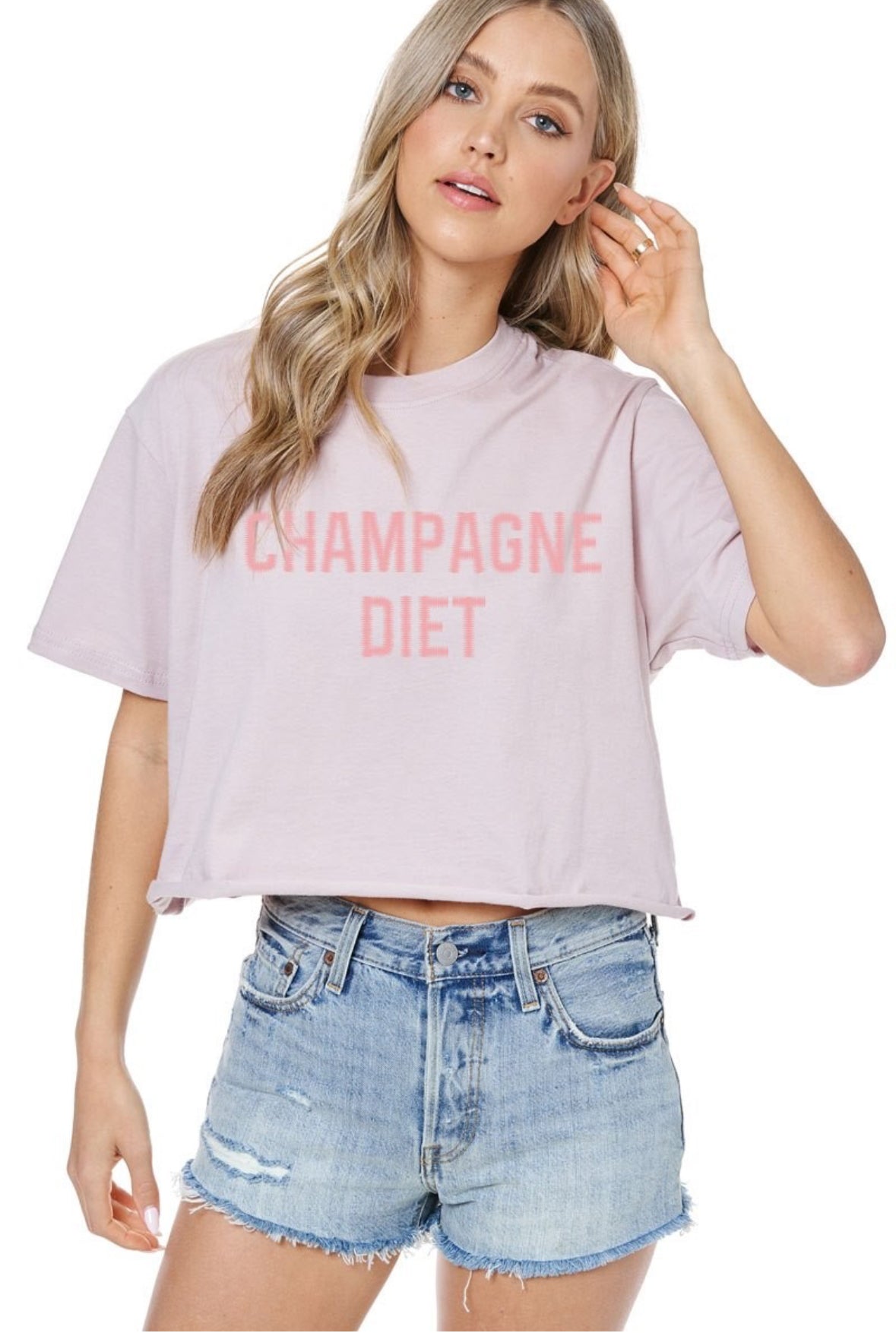 CHAMPAGNE DIET GRAPHIC CROP ROSE