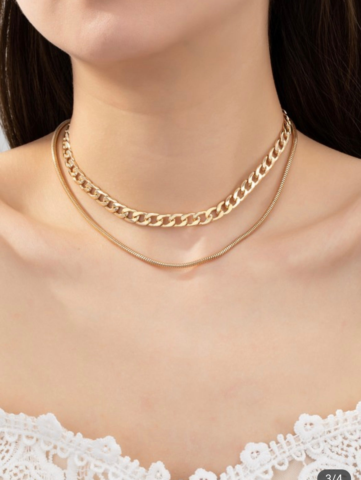 2 CHAIN NECKLACE GOLD