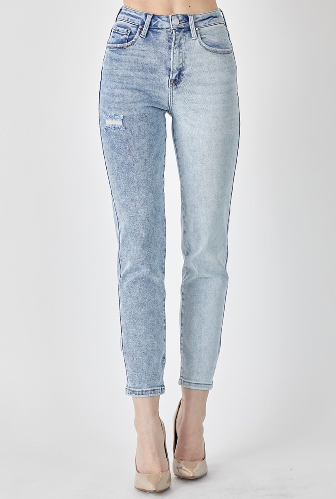 RISEN HIGH RISE TWO TONE GIRLFRIEND JEANS