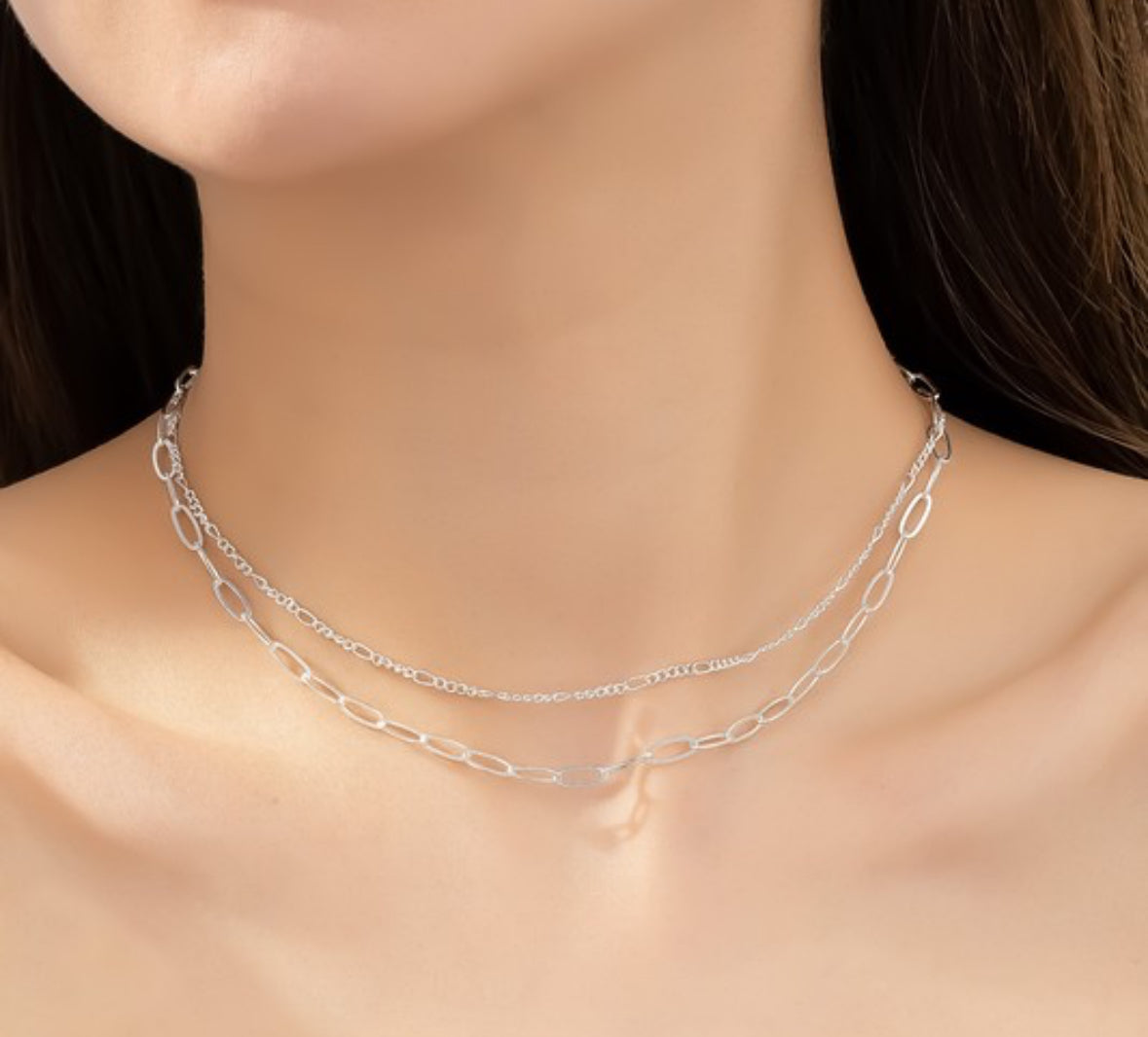 2 LAYER MINIMALIST CHAIN SILVER