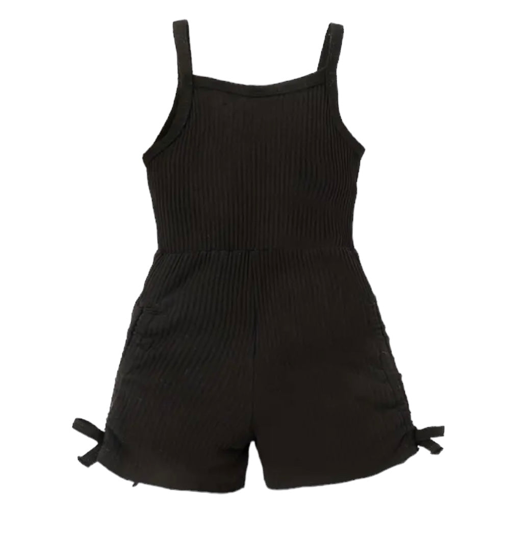 BABY RIBBED ROMPER BLACK