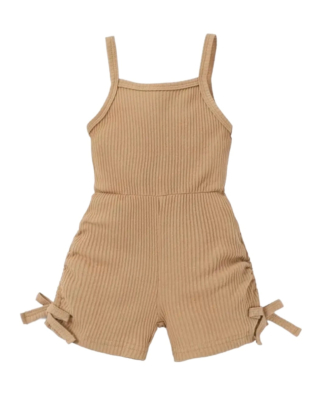 BABY RIBBED ROMPER TAN